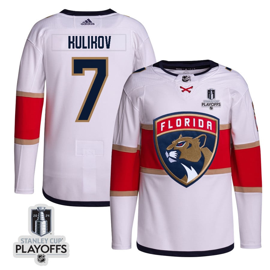 Dmitry Kulikov 7 Florida Panthers 2024 Nhl Playoffs Patch Away Jersey Customized - Men, White