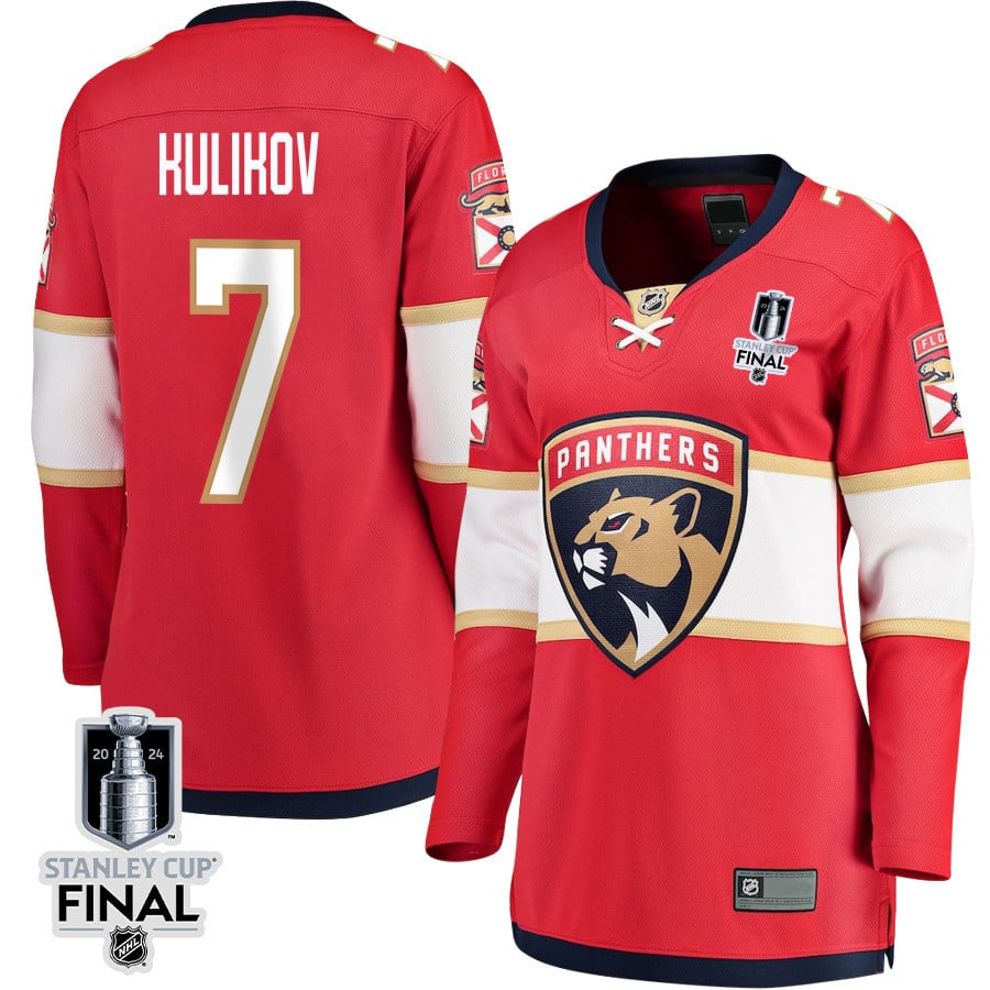 Dmitry Kulikov 7 Florida Panthers 2024 Stanley Cup Final Women's Home Breakaway Jersey - Red
