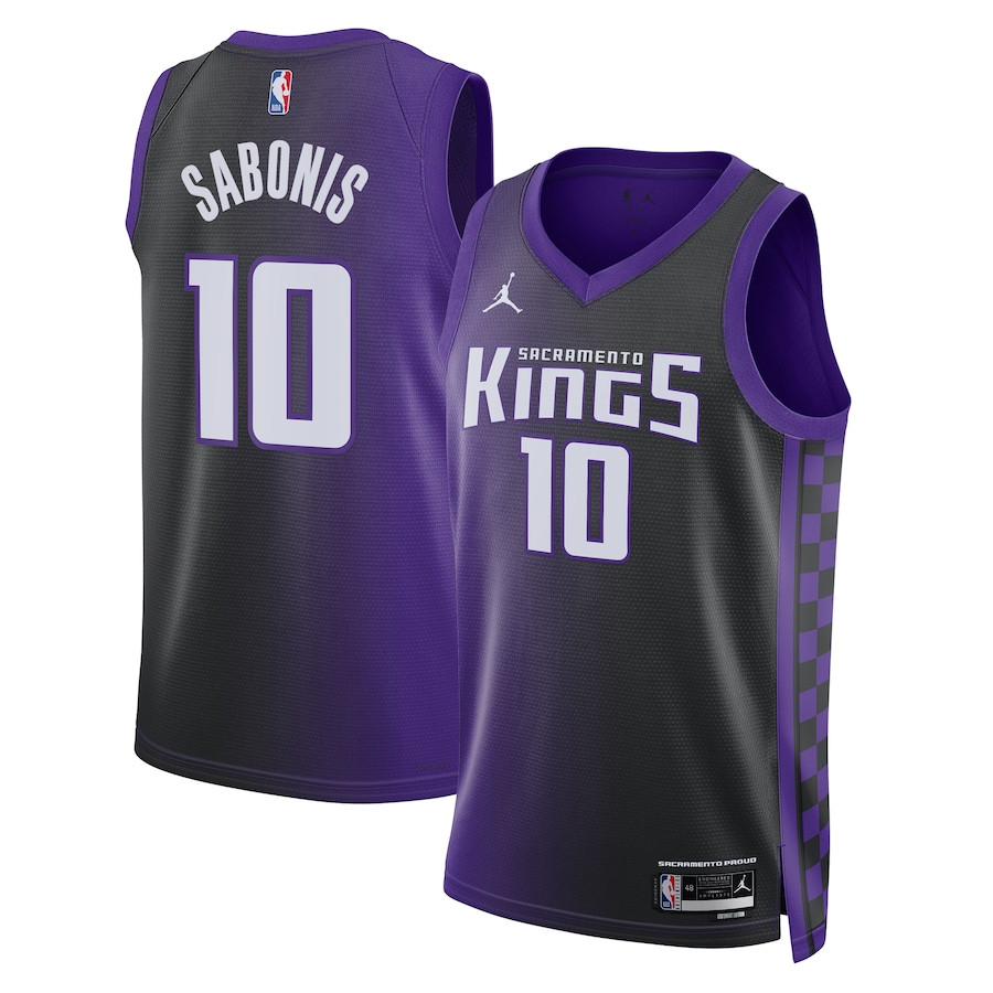 Domantas Sabonis 10 Sacramento Kings Unisex Swingman Jersey - Statement Edition - Purple/black