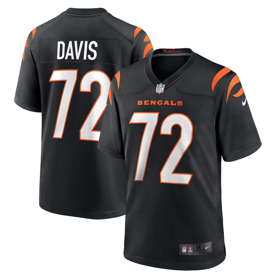 Domenique Davis 72 Cincinnati Bengals Team Game Men Jersey - Black Js8376