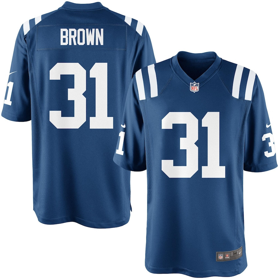 Donald Brown 31 Indianapolis Colts Youth Team Color Game Jersey Js8277