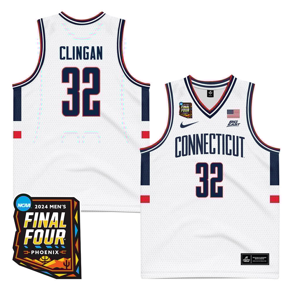 Donovan Clingan 32 Uconn Huskies 2024 Final Four Patch Men's Basketball Jersey - Unisex Jersey