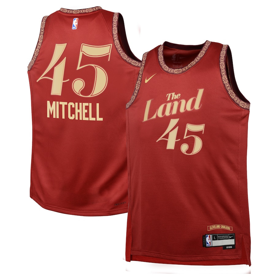 Donovan Mitchell 45 Cleveland Cavaliers 2023/24 City Edition Swingman Youth Jersey - Wine