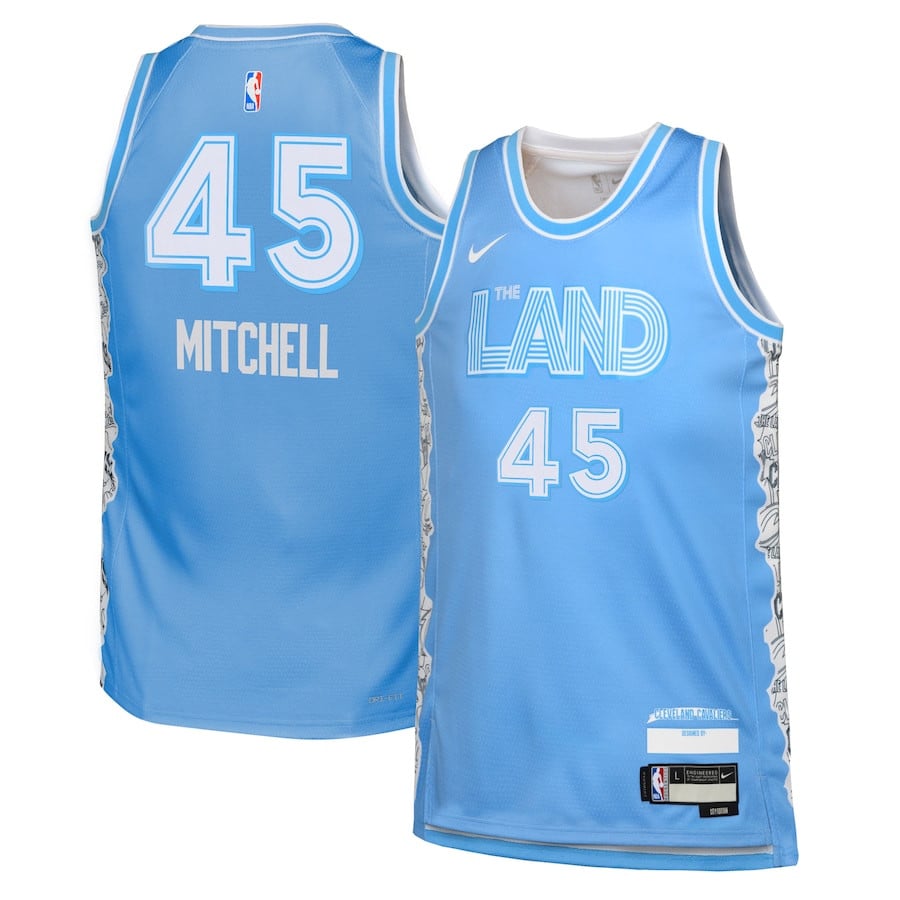 Donovan Mitchell 45 Cleveland Cavaliers 2024/25 Swingman Player Youth Jersey - City Edition - Light Blue