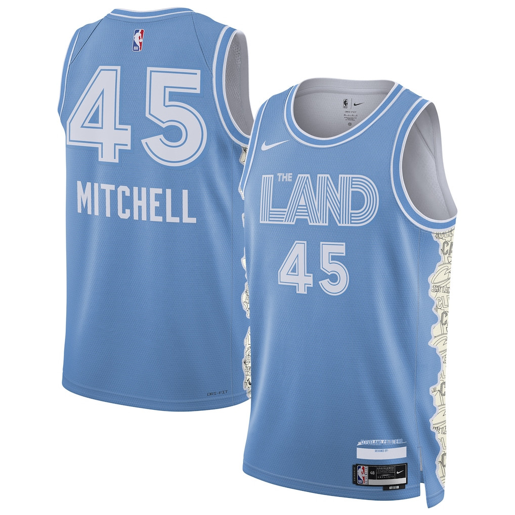 Donovan Mitchell 45 Cleveland Cavaliers Unisex 2024/25 Swingman Player Jersey - City Edition - Light Blue