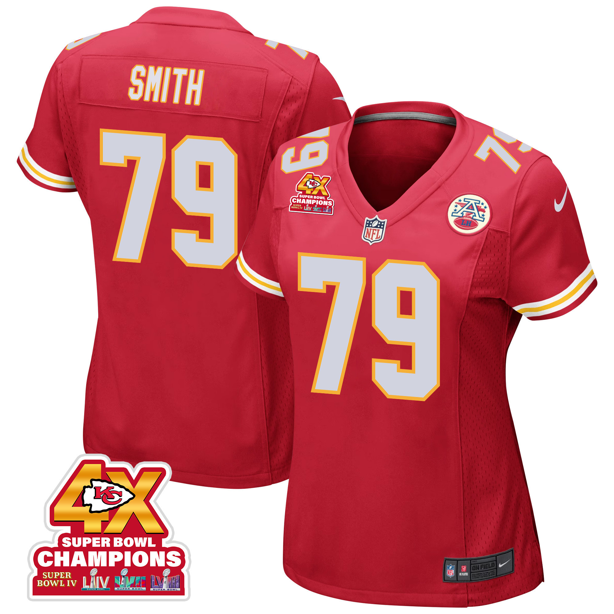 Donovan Smith 79 Kansas City Chiefs Super Bowl Lviii Champions 4x Game Women Jersey - Red Js5758