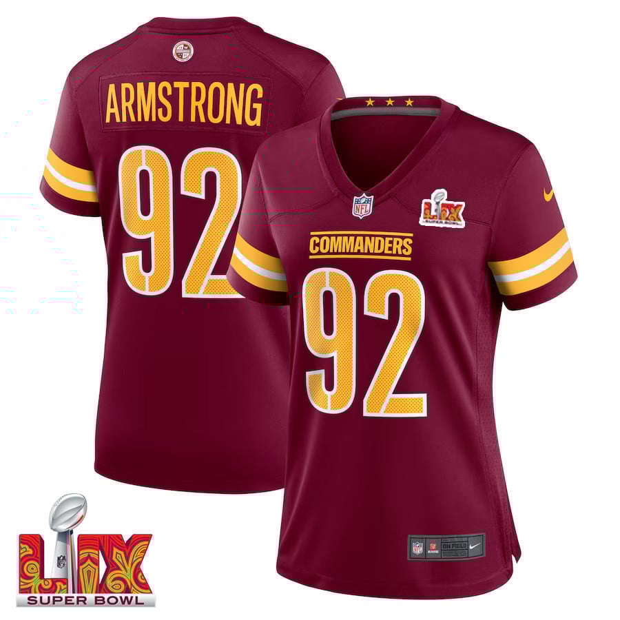 Dorance Armstrong #92 Washington Commanders Super Bowl Lix Women's Jersey - Burgundy Js3170