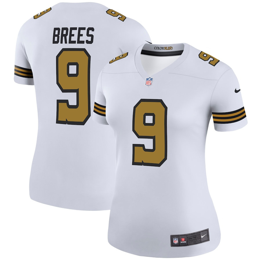 Drew Brees 9 New Orleans Saints Women Color Rush Legend Jersey - White Js2291