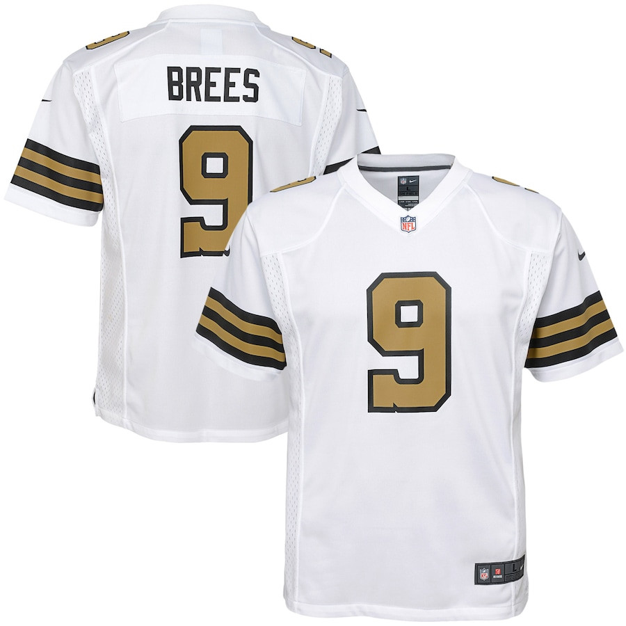 Drew Brees 9 New Orleans Saints Youth Color Rush Game Jersey - White Js2710