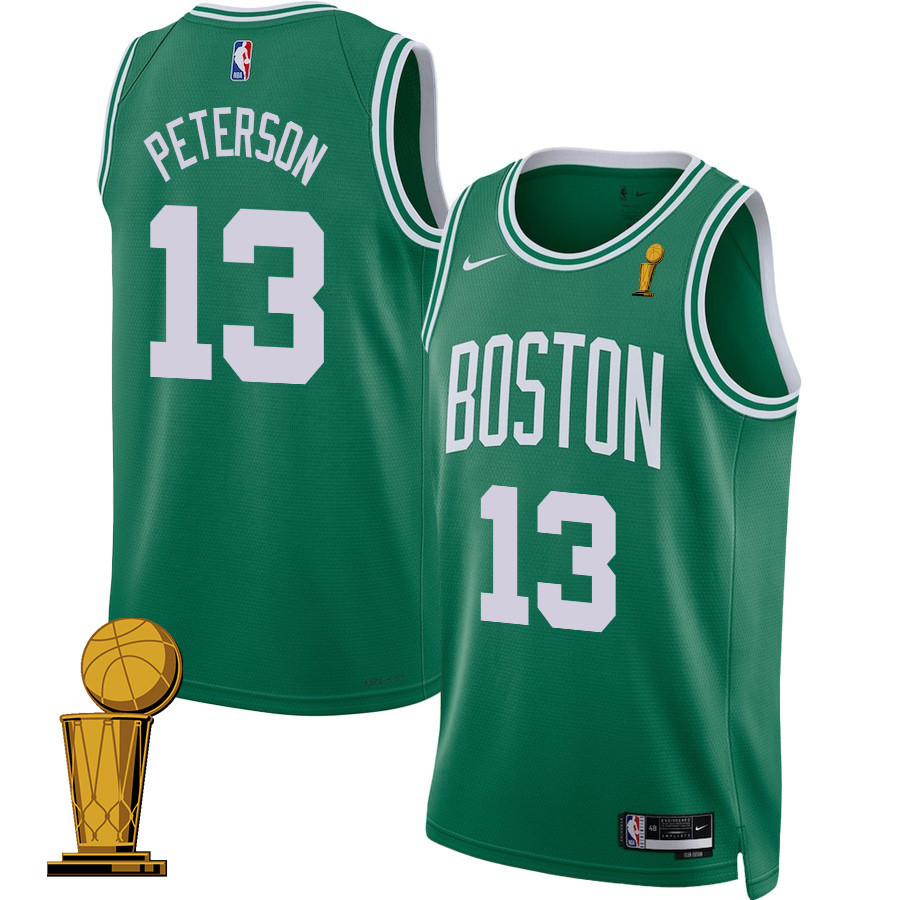 Drew Peterson 13 Boston Celtics 2024 Finals Champions Jersey - Icon Edition - Kelly Green
