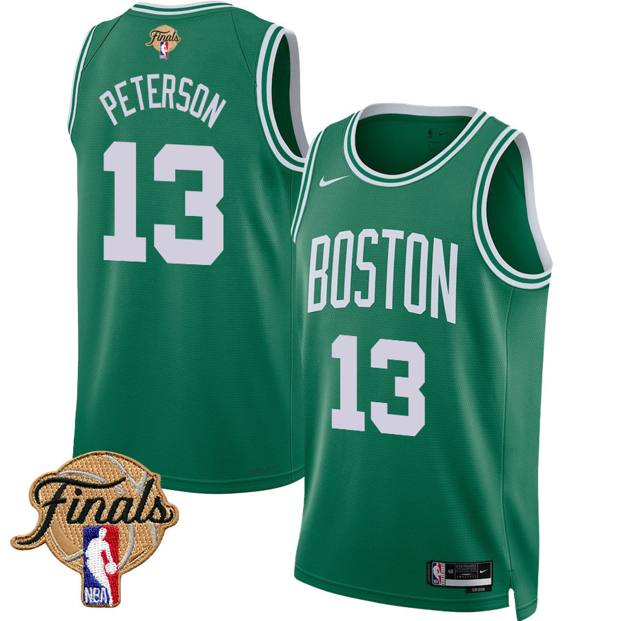 Drew Peterson 13 Boston Celtics 2024 Finals Patch Icon Edition Jersey - Kelly Green