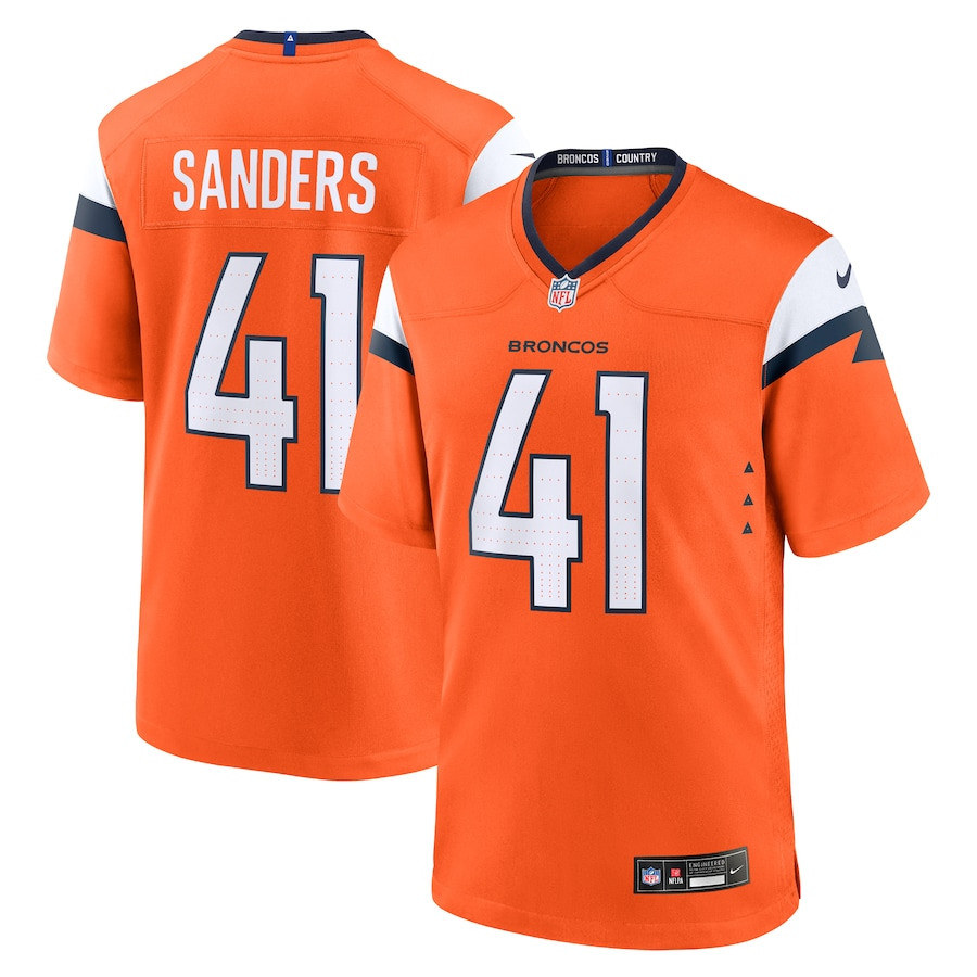 Drew Sanders 41 Denver Broncos Team Game Men Jersey - Orange Js3617