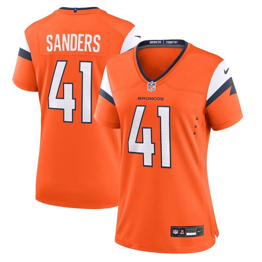 Drew Sanders 41 Denver Broncos Women's Team Game Jersey - Orange Js7517