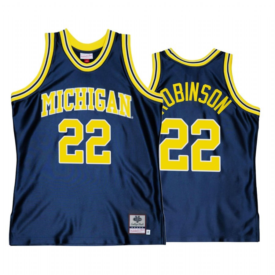 Duncan Robinson 22 Michigan Wolverines Navy Jersey Throwback Basketball