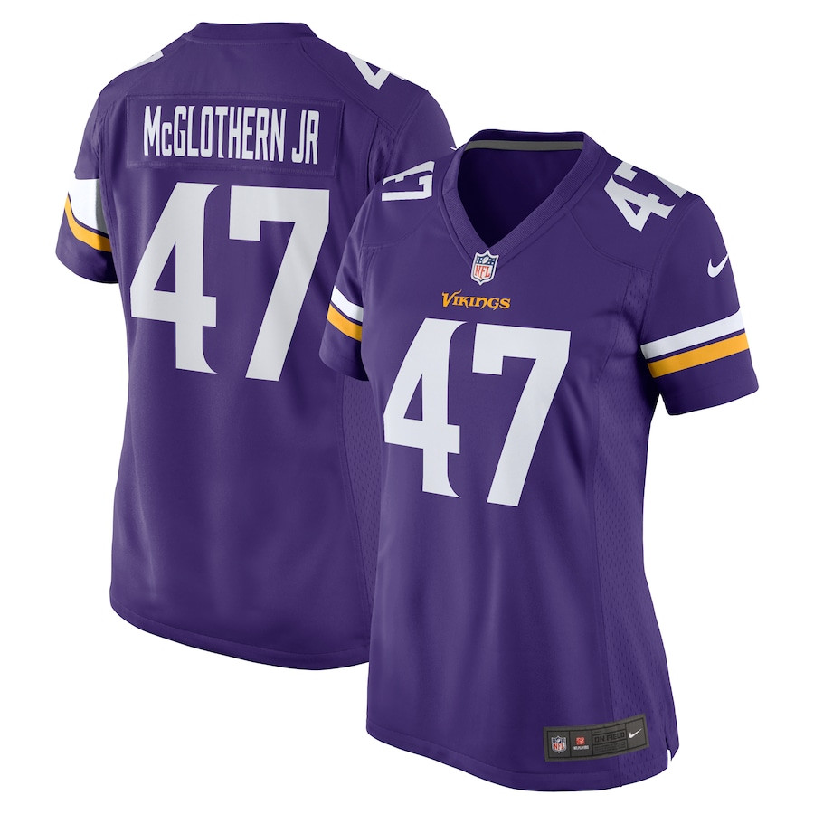 Dwight Mcglothern Jr. 47 Minnesota Vikings Women's Game Jersey - Purple Js8765