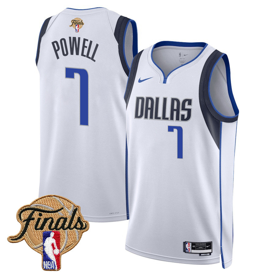 Dwight Powell 7 Dallas Mavericks 2024 Finals Patch Swingman Jersey - Association Edition - White