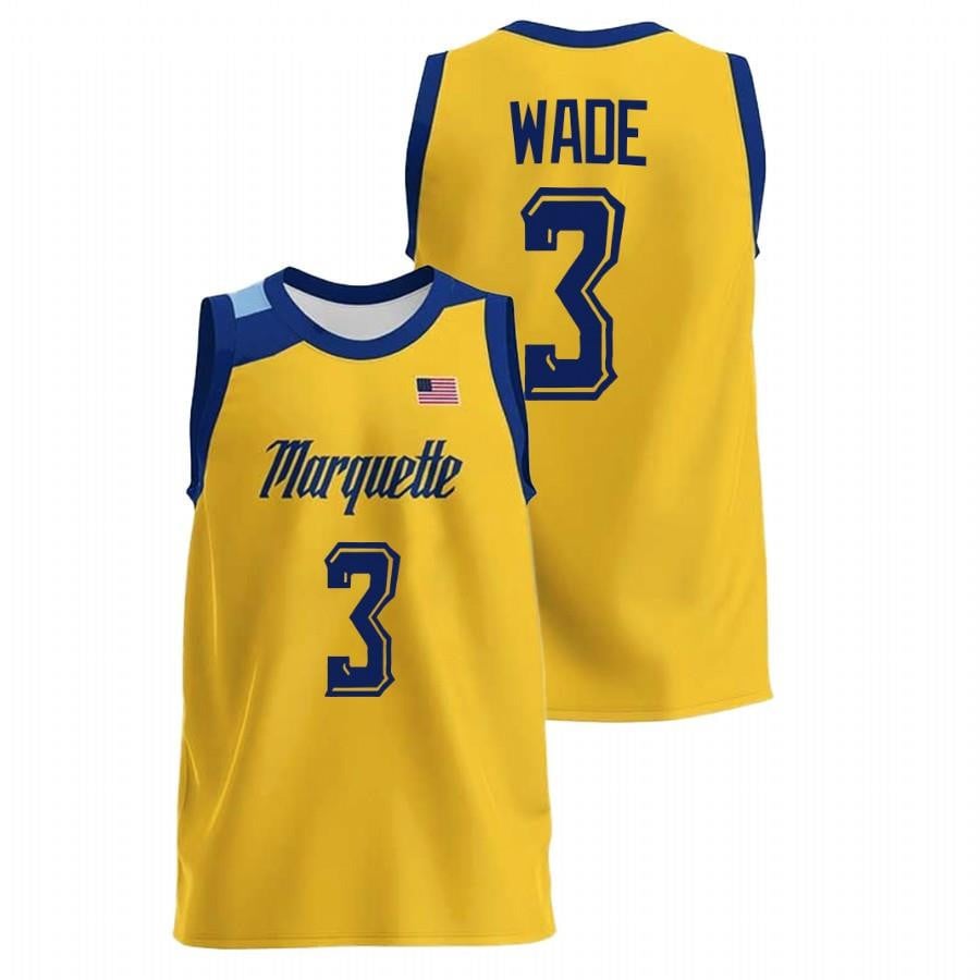 Dwyane Wade 3 Marquette Golden Eagles Gold College Basketball Jersey