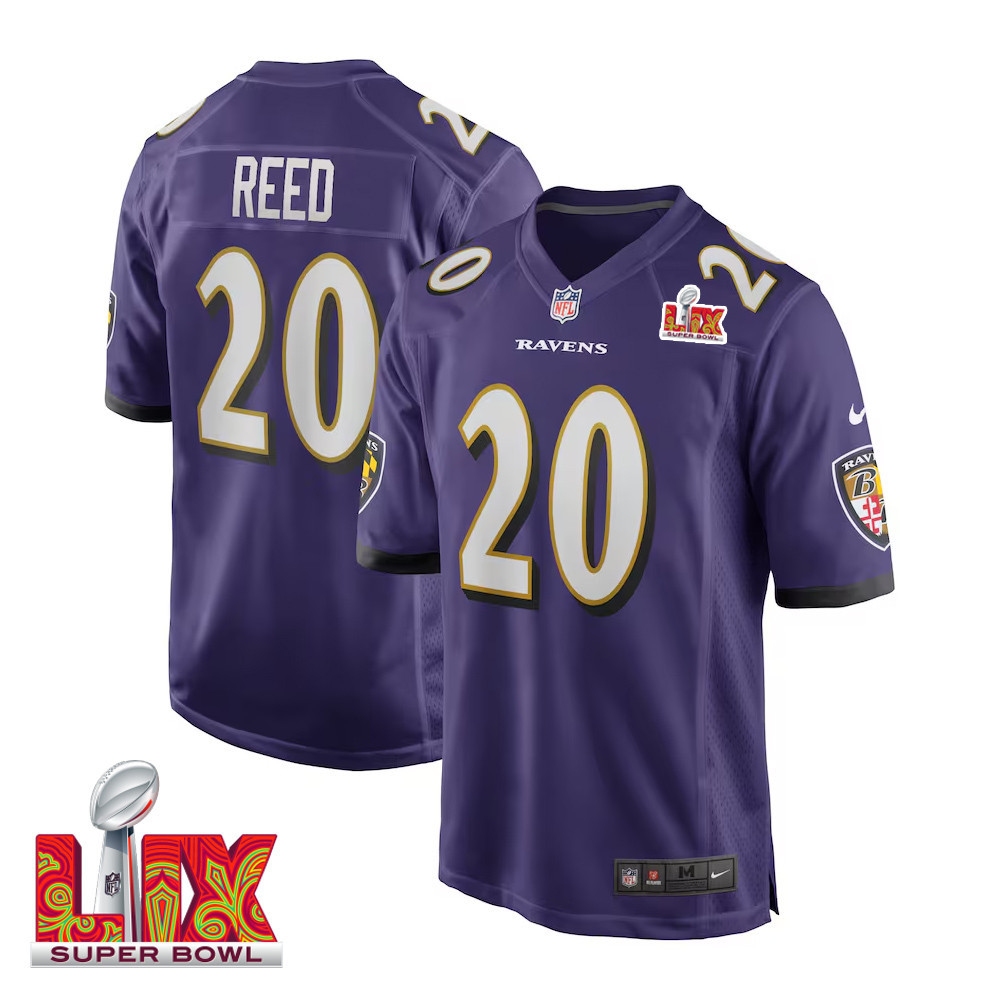 Ed Reed #20 Baltimore Ravens Super Bowl Lix Jersey - Men's - Purple Js8820