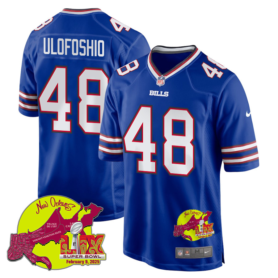 Edefuan Ulofoshio 48 Buffalo Bills Super Bowl Lix New Orleans Patch Game Men Jersey - Royal Js6168