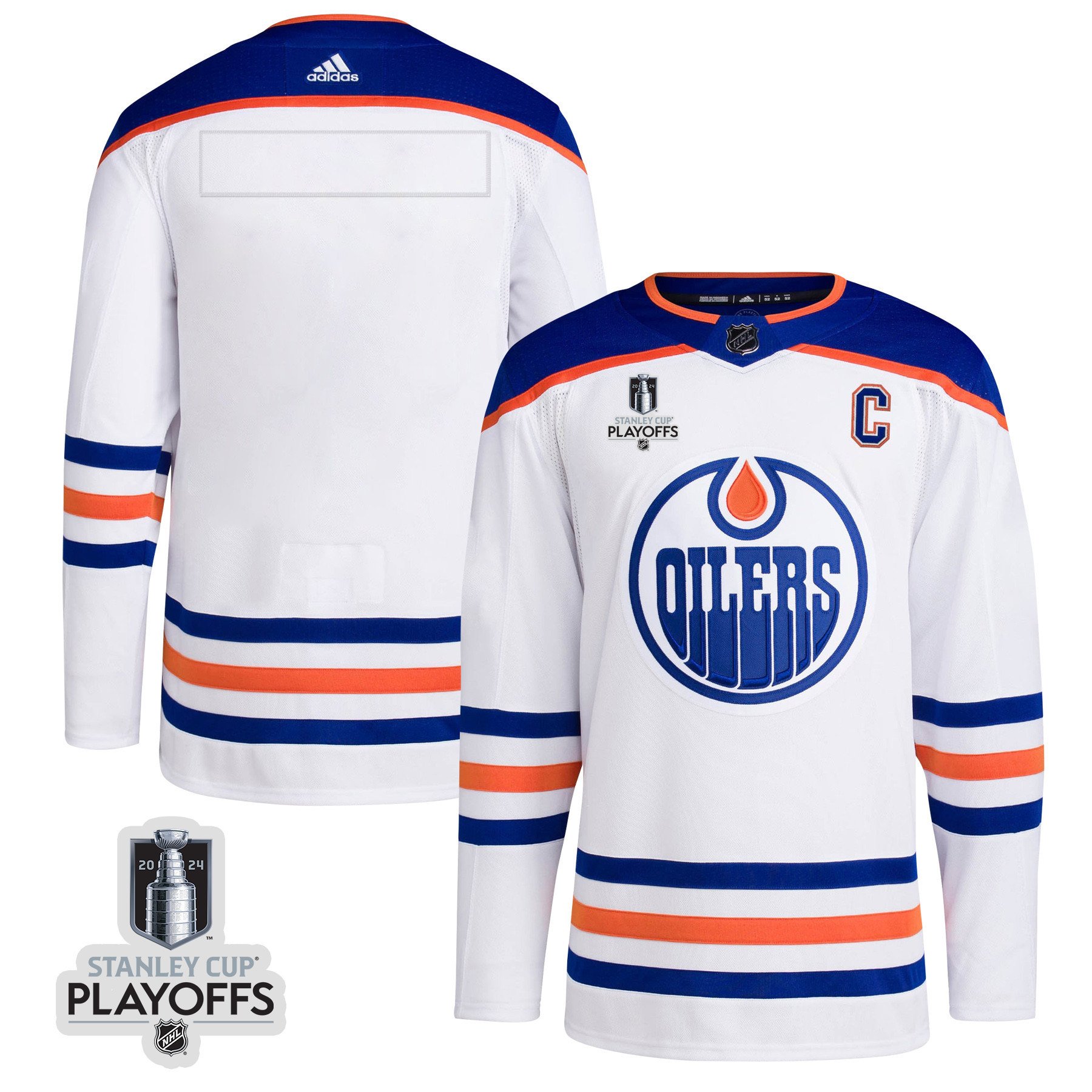 Edmonton Oilers 2024 Nhl Playoffs Patch Away Jersey - Men, White