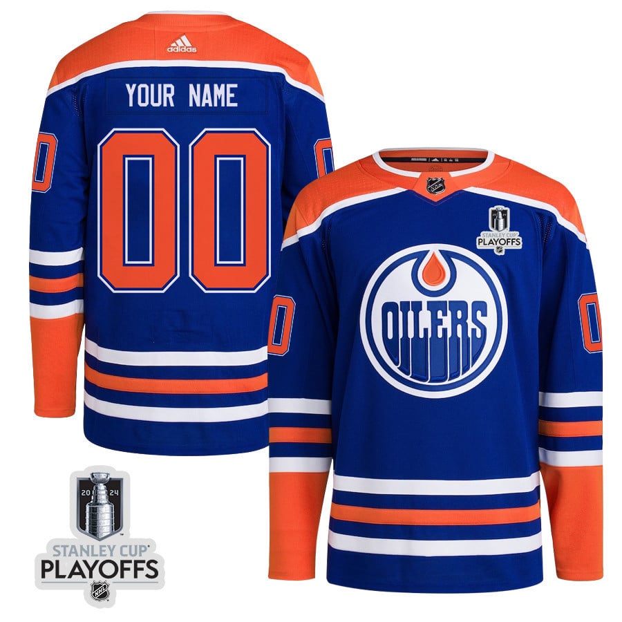 Edmonton Oilers 2024 Nhl Playoffs Patch Home Jersey Customized - Men
