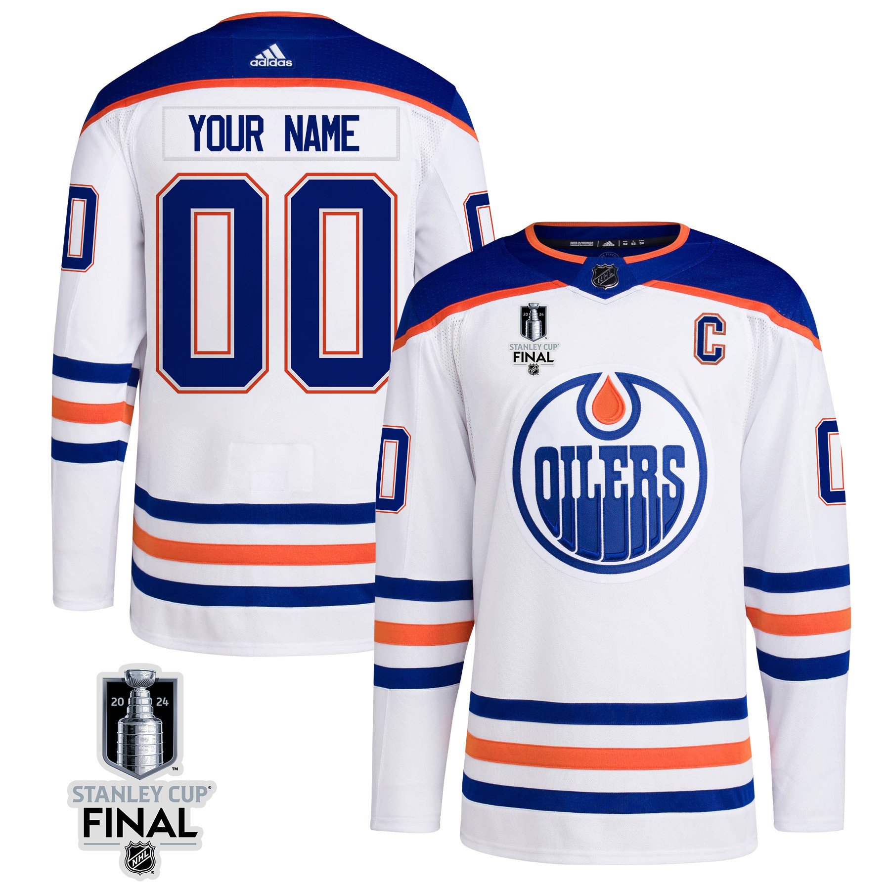 Edmonton Oilers 2024 Stanley Cup Final Away Jersey Customized - Men, White