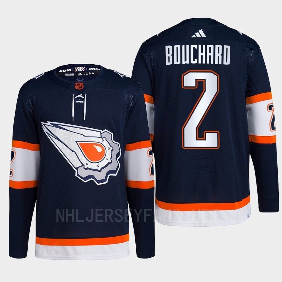 Edmonton Oilers Evan Bouchard 2 Navy Primegreen Reverse Retro 2.0 Jersey 2022