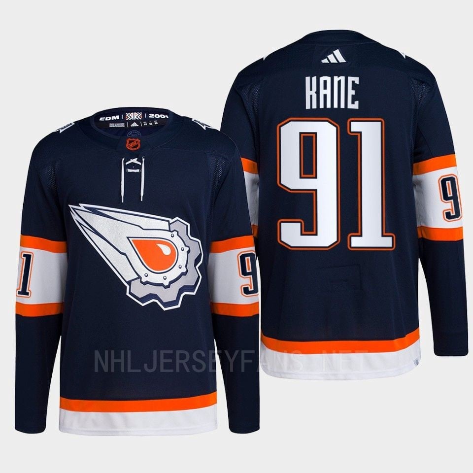Edmonton Oilers Evander Kane 91 Navy Primegreen Reverse Retro 2.0 Jersey 2022