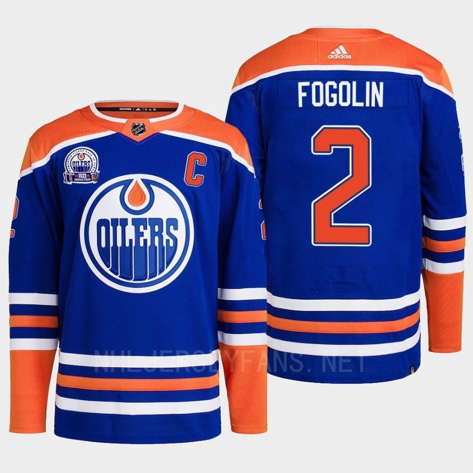 Edmonton Oilers Lee Fogolin 2 Royal Primegreen Hall Of Fame Patch Jersey 2022
