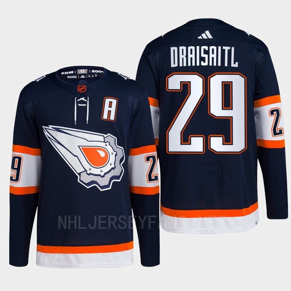 Edmonton Oilers Leon Draisaitl 29 Navy Primegreen Reverse Retro 2.0 Jersey 2022