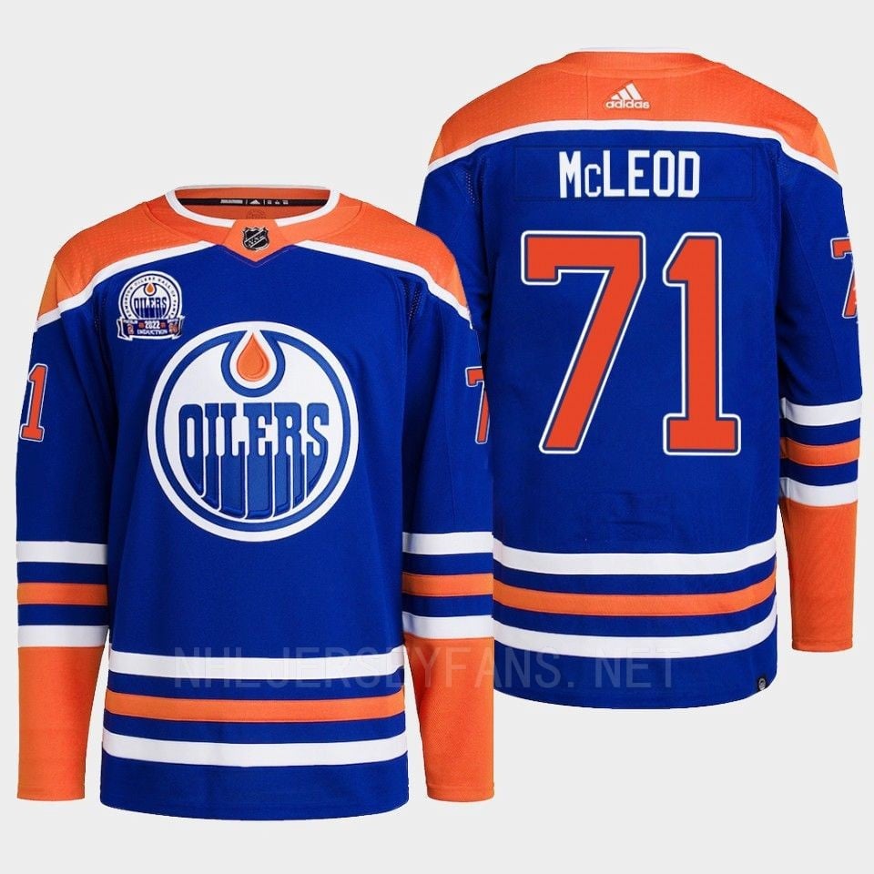 Edmonton Oilers Ryan Mcleod 71 Royal Primegreen Lee Ryan Hall Of Fame Patch Jersey 2022