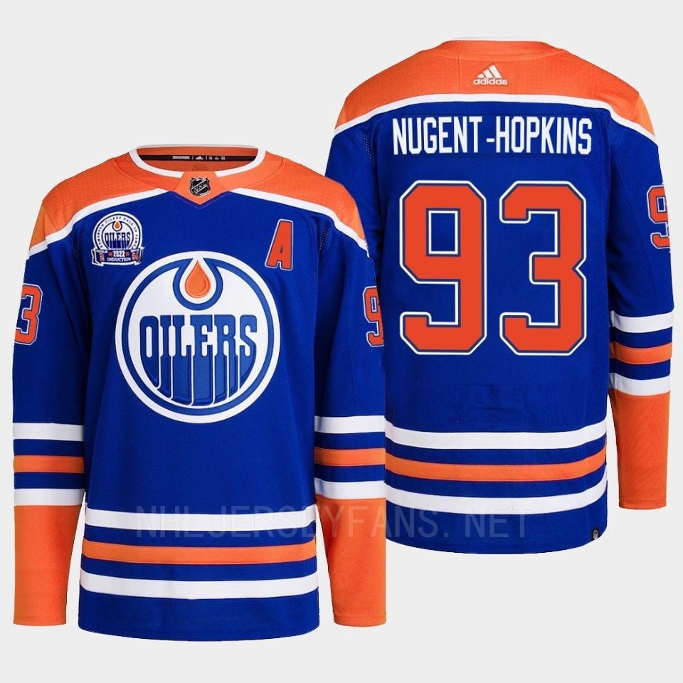 Edmonton Oilers Ryan Nugent-hopkins 93 Royal Primegreen Lee Ryan Hall Of Fame Patch Jersey 2022