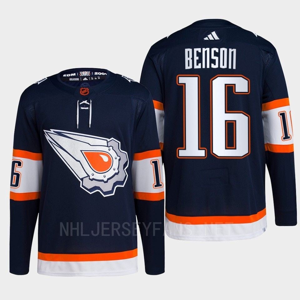 Edmonton Oilers Tyler Benson 16 Navy Primegreen Reverse Retro 2.0 Jersey 2022
