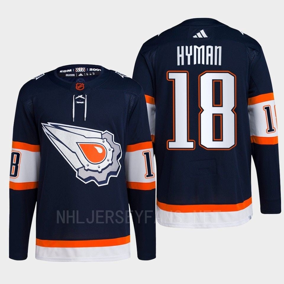 Edmonton Oilers Zach Hyman 18 Navy Primegreen Reverse Retro 2.0 Jersey 2022