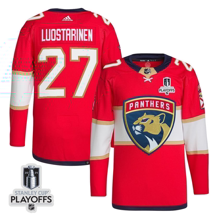 Eetu Luostarinen 27 Florida Panthers 2024 Nhl Playoffs Patch Home Jersey - Men, Red