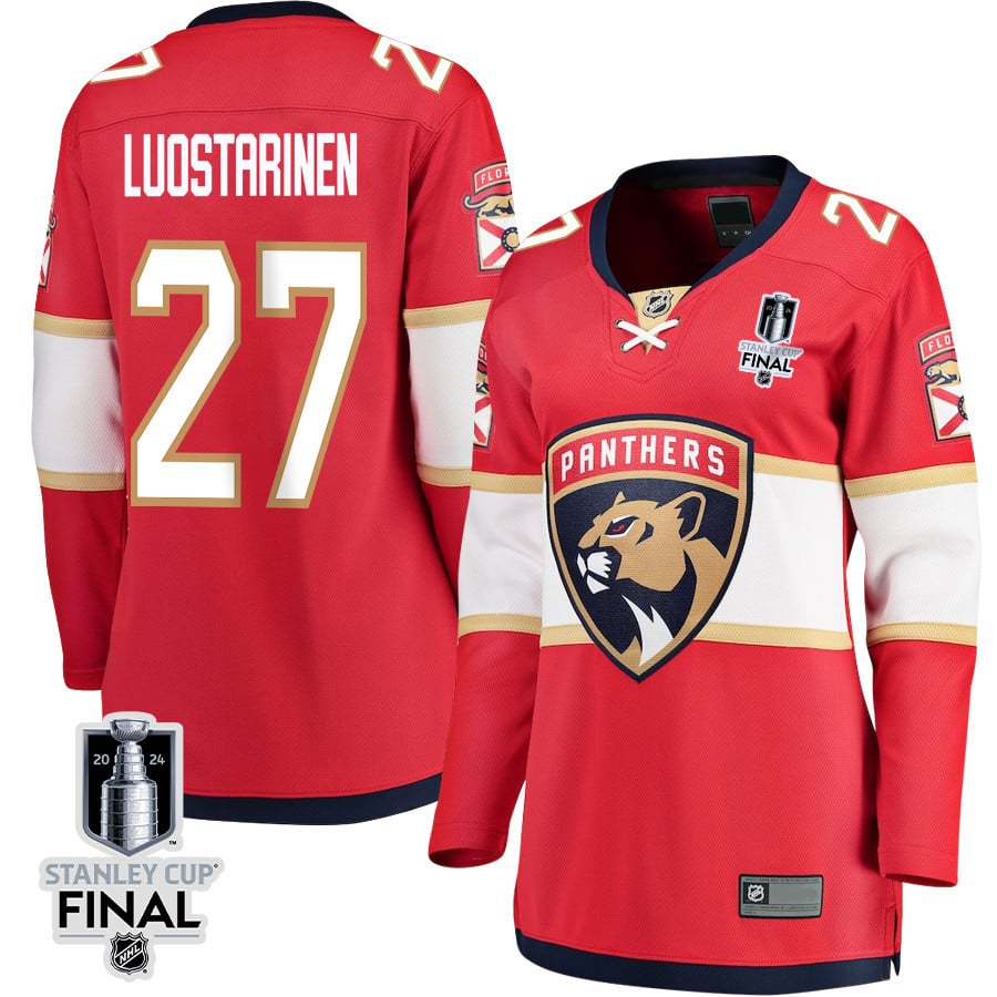 Eetu Luostarinen 27 Florida Panthers 2024 Stanley Cup Final Women's Home Breakaway Jersey - Red