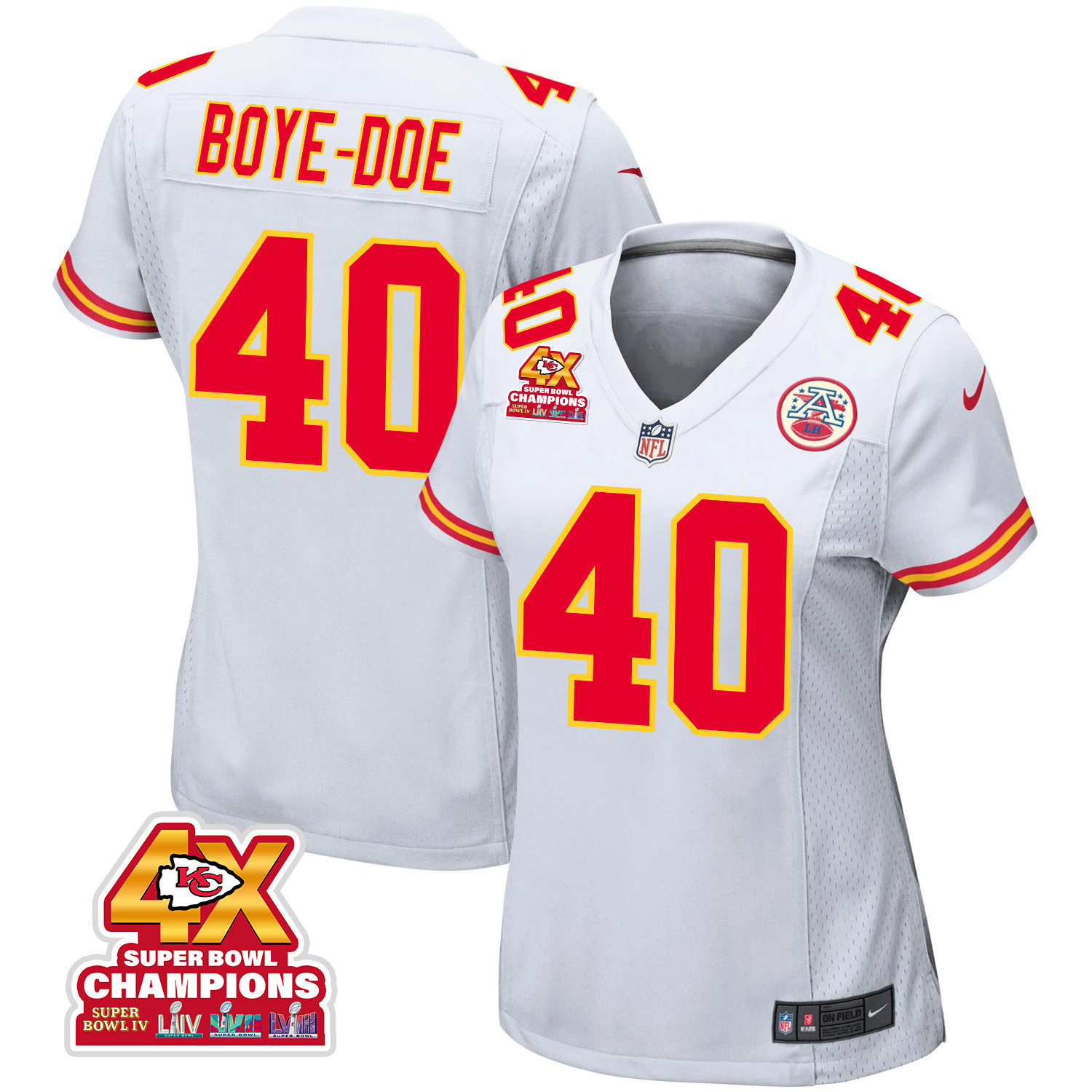 Ekow Boye-doe 40 Kansas City Chiefs Super Bowl Lviii Champions 4x Game Women Jersey - White Js6711