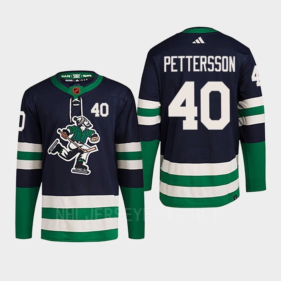 Elias Pettersson 40 Reverse Retro 2.0 2022 Vancouver Canucks Navy Jersey Primegreen
