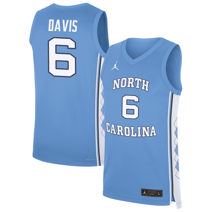 Elijah Davis 6 North Carolina Tar Heels Basketball Men Jersey - Carolina Blue