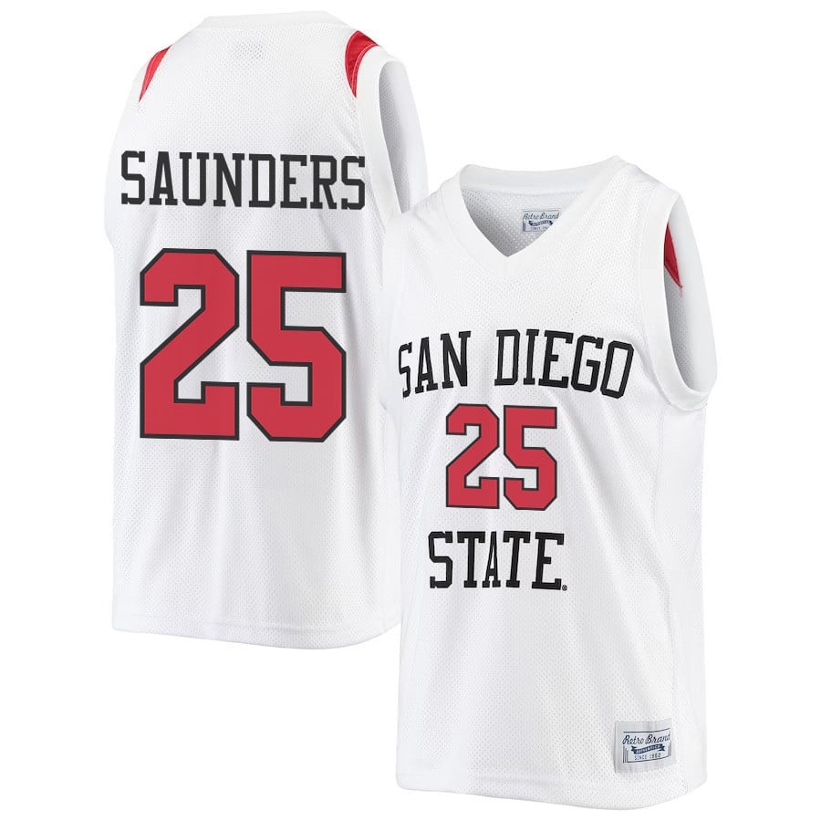 Elijah Saunders 25 San Diego State Aztecs 2023 Basketball Jersey- Men White