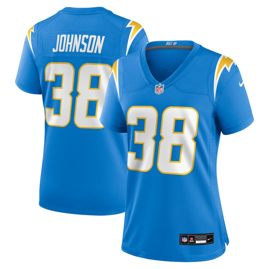 Emany Johnson 38 Los Angeles Chargers Women's Team Game Jersey - Powder Blue Js8185