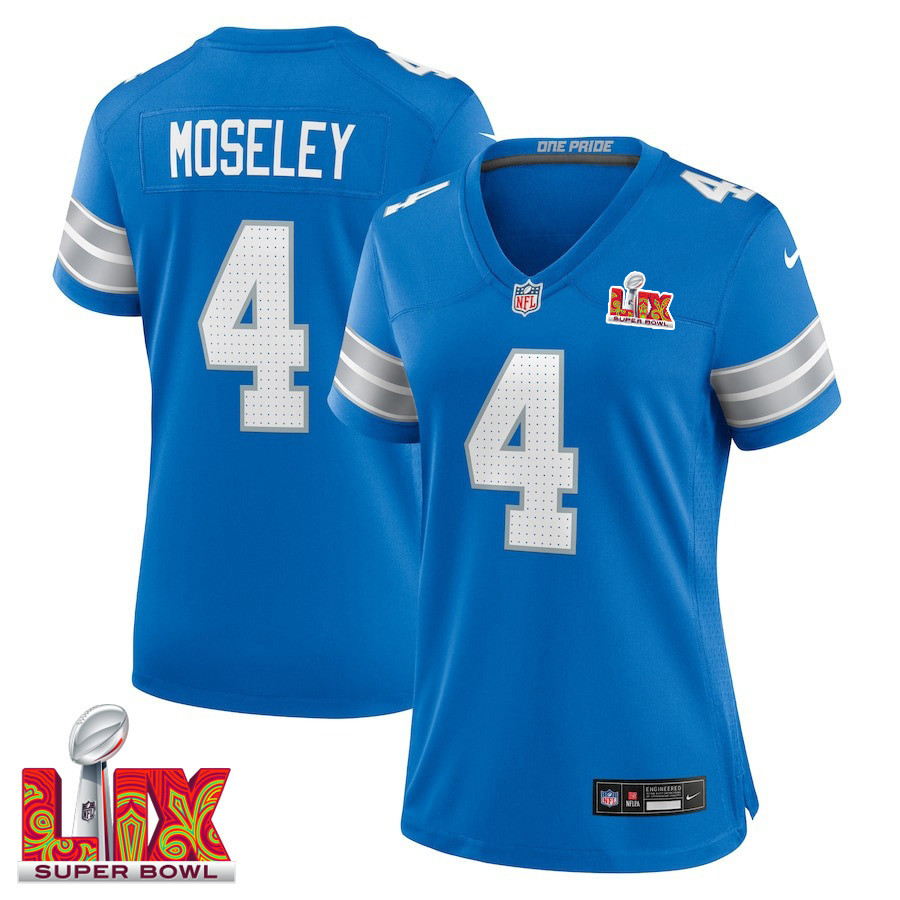 Emmanuel Moseley #4 Detroit Lions Super Bowl Lix Women's Jersey - Blue Js8182