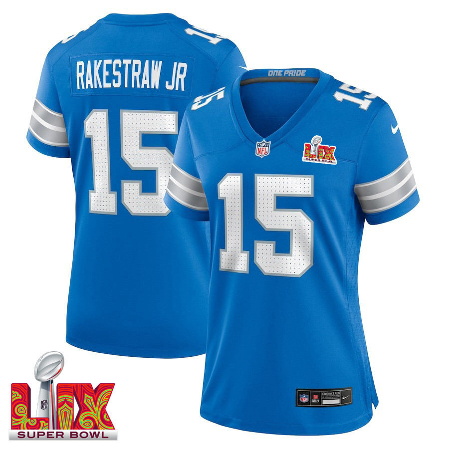 Ennis Rakestraw Jr. #15 Detroit Lions Super Bowl Lix Women's Jersey - Blue Js5139
