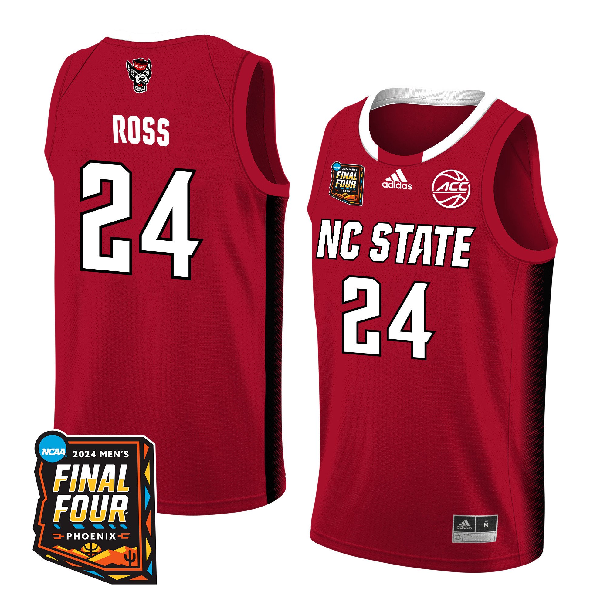 Ernest Ross Nc State 2024 Men's Final Four Patch Basketball Jersey - Red/white