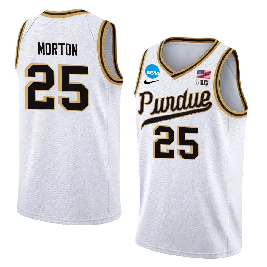 Ethan Morton 25 Purdue Boilermakers 2024 Men's Basketball Jersey - White, Unisex Jersey