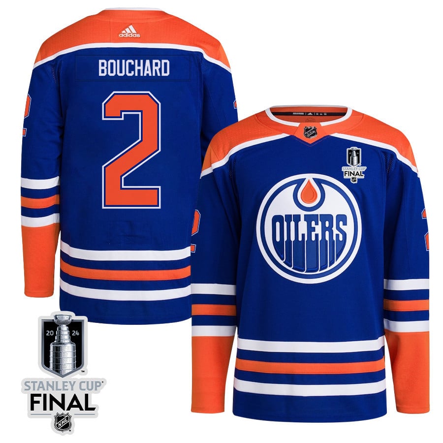 Evan Bouchard 2 Edmonton Oilers 2024 Stanley Cup Final Home Primegreen Jersey - Men, Royal