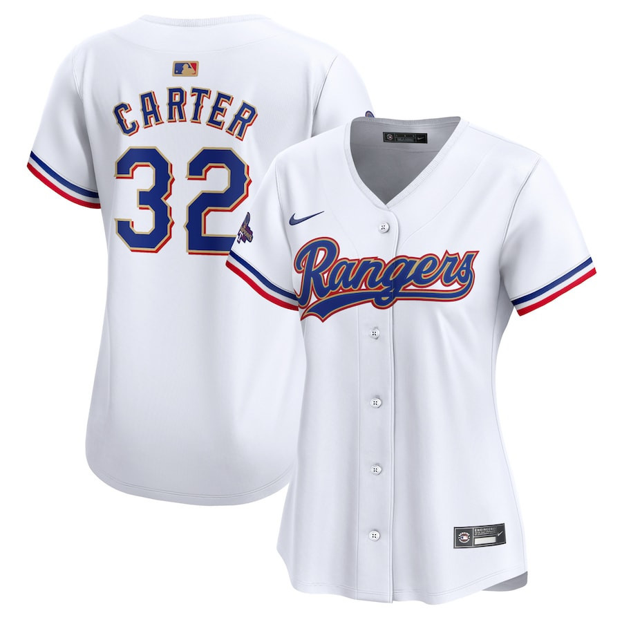 Evan Carter 32 Texas Rangers 2024 Gold Collection Limited Jersey - Women White
