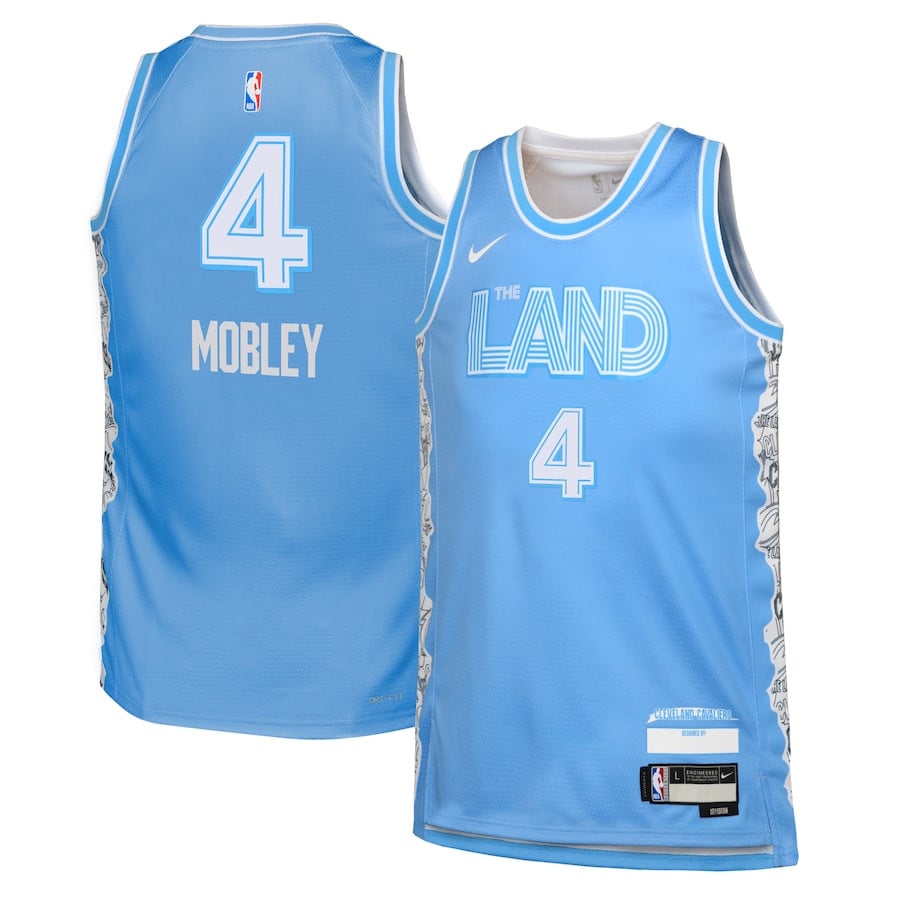Evan Mobley 4 Cleveland Cavaliers 2024/25 Swingman Player Youth Jersey - City Edition - Light Blue