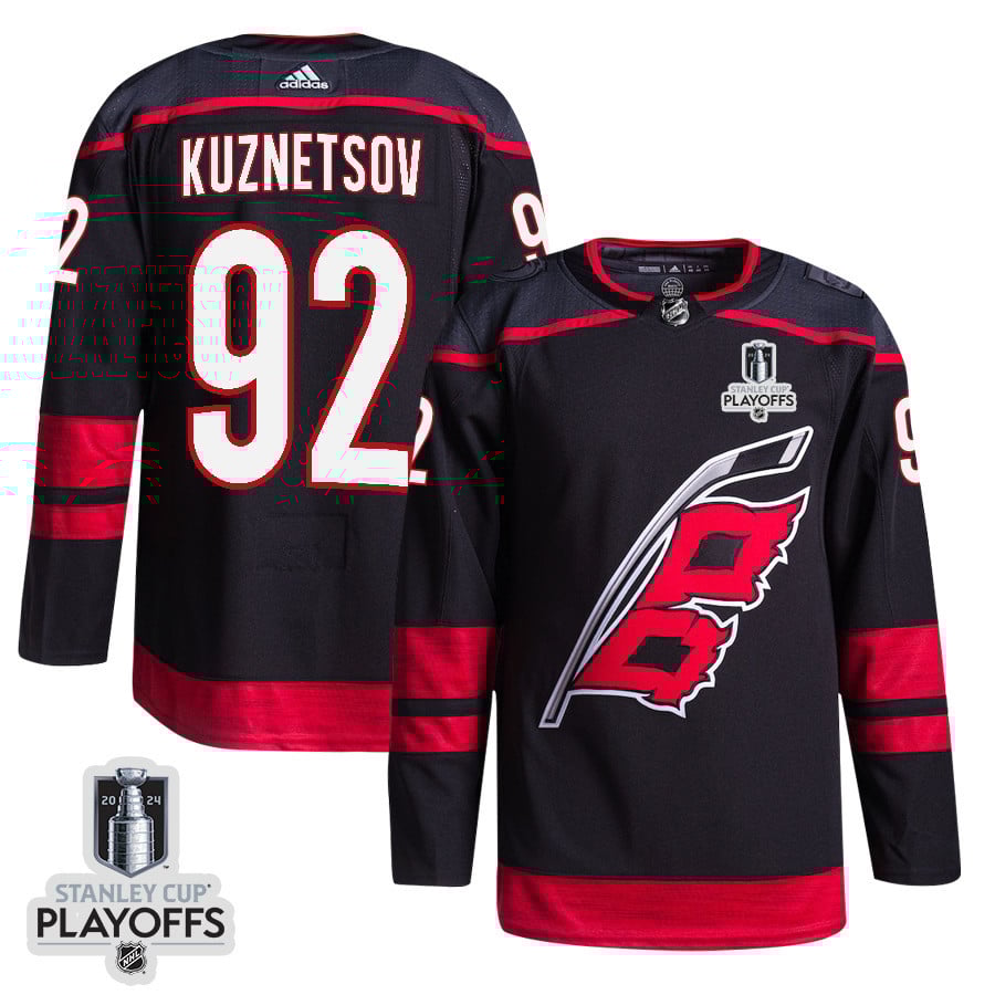Evgeny Kuznetsov 92 Carolina Hurricanes 2024 Nhl Playoffs Patch Home Jersey - Men, Black