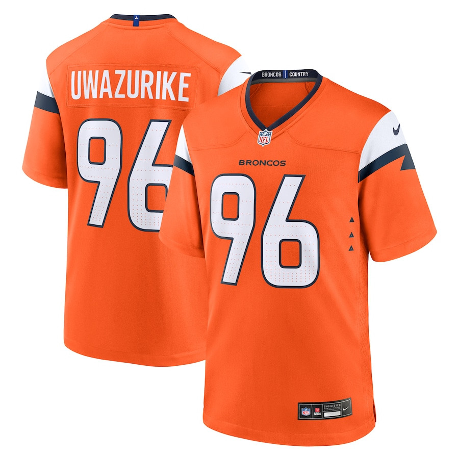 Eyioma Uwazurike 96 Denver Broncos Team Game Men Jersey - Orange Js9629